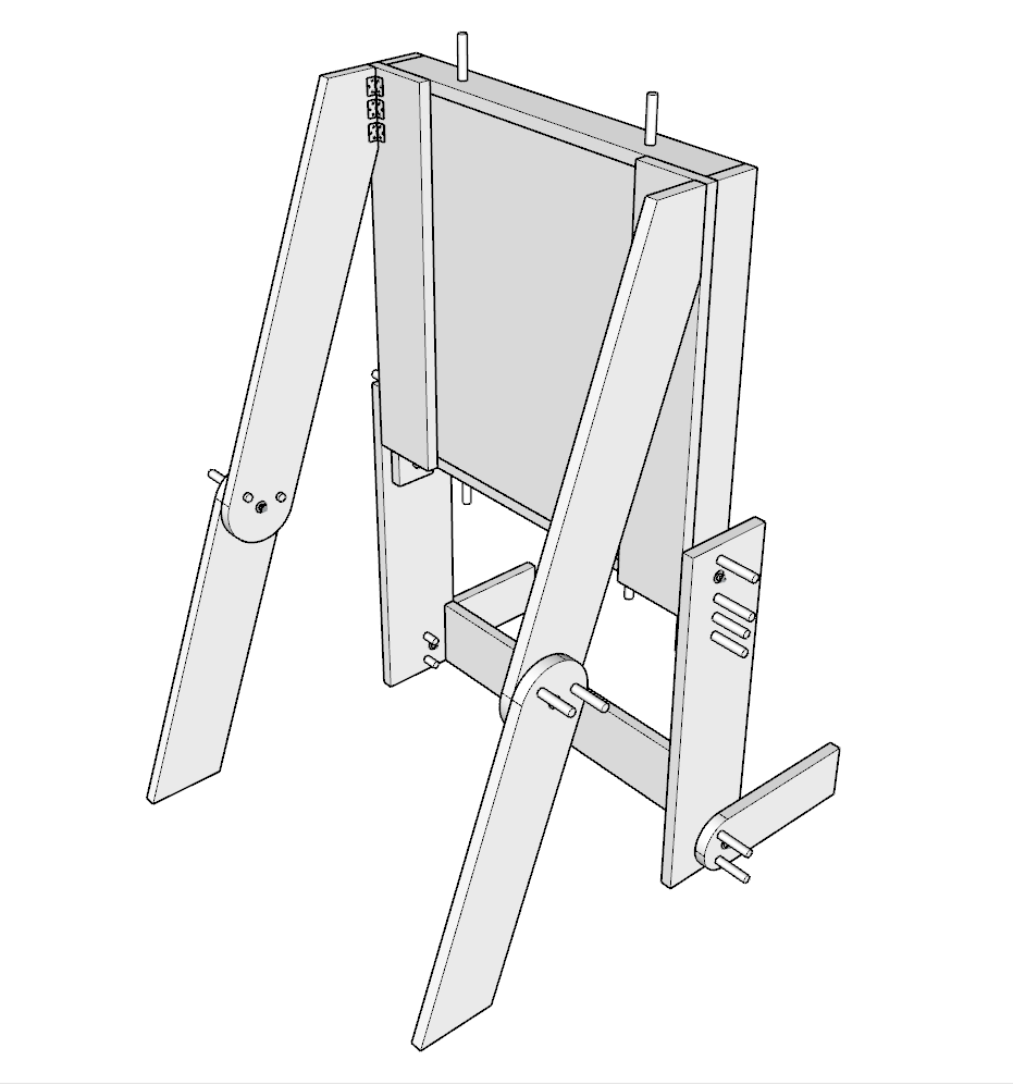 Adding the dowels to stand the DIY axe throwing target