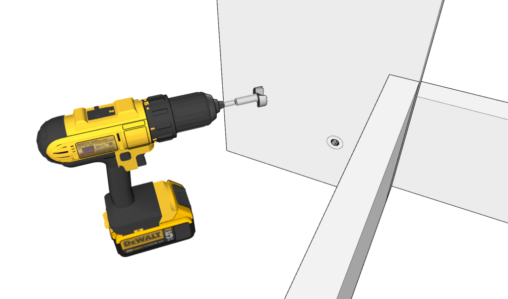 Countersinking the bolt of the DIY axe throwing target legs