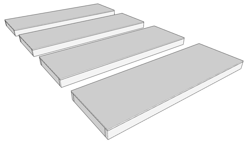Creating four identical shelf components.