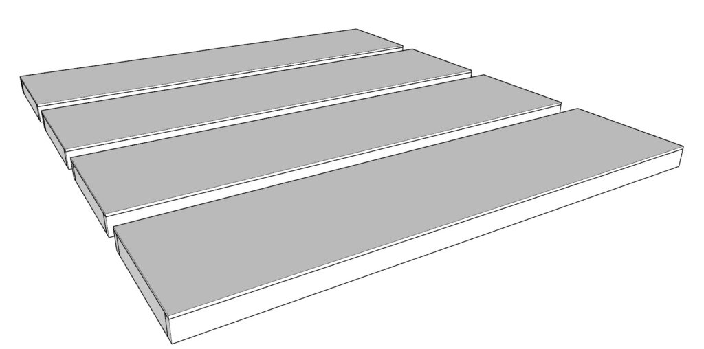 Creating four identical shelf components.