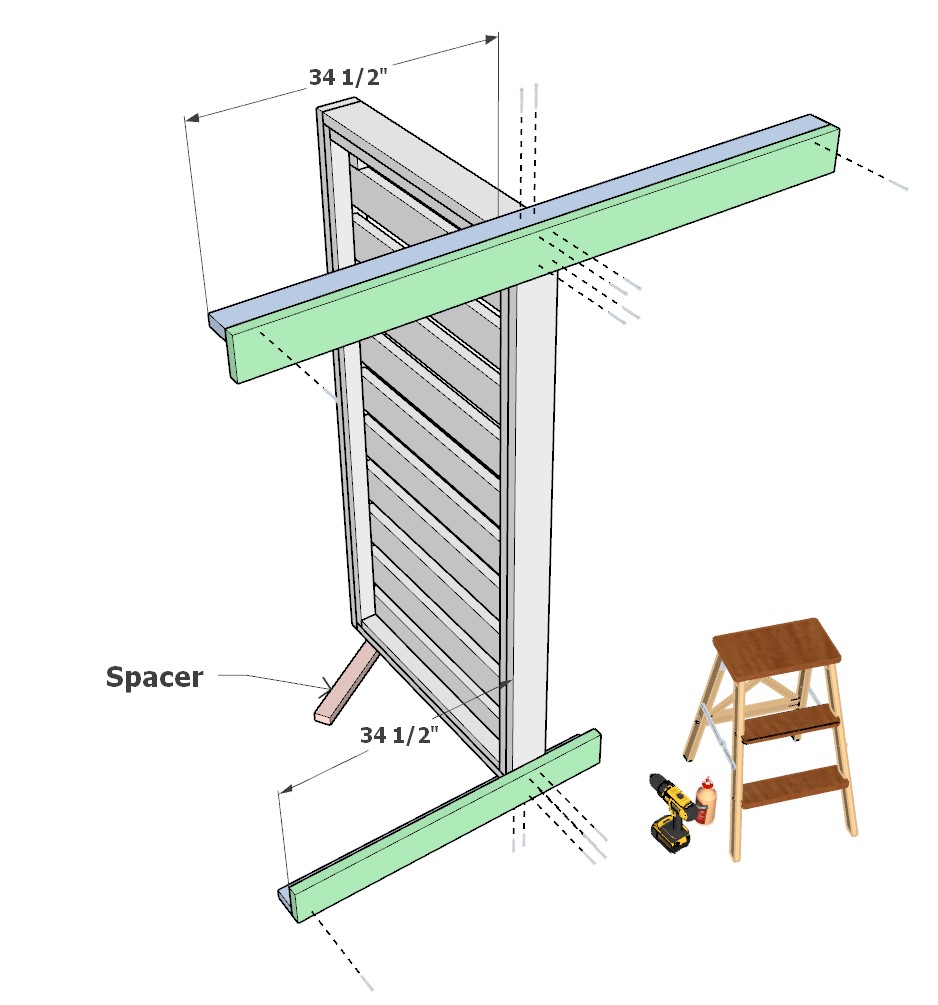 Adding the vertical bunk bed frame pieces