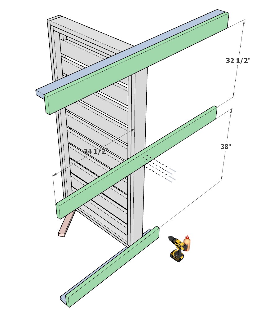 Adding the vertical bunk bed frame pieces