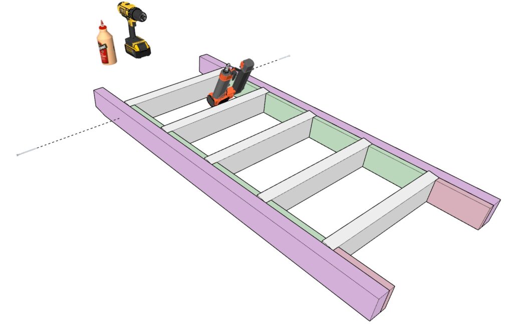 Bunk bed ladder construction