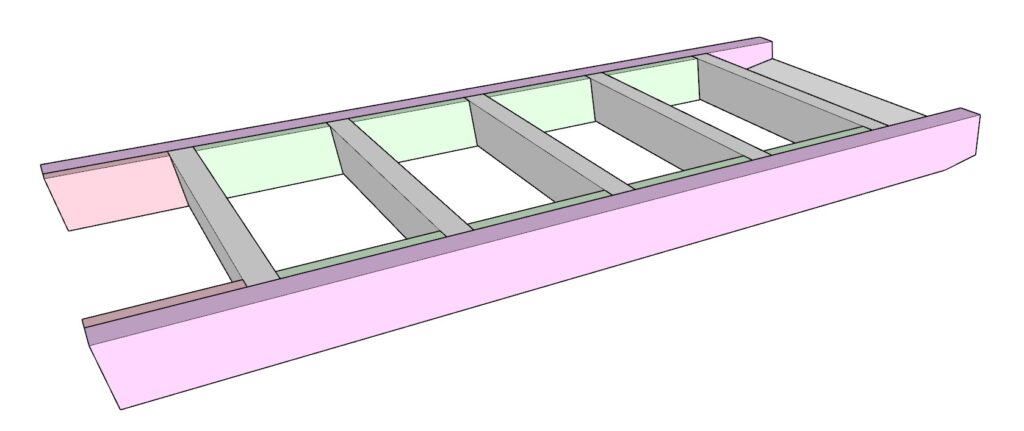 Bunk bed ladder construction