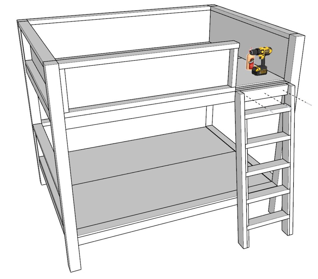 Bunk bed ladder construction