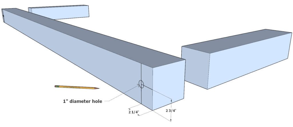 Drilling dowel holes in the table beams