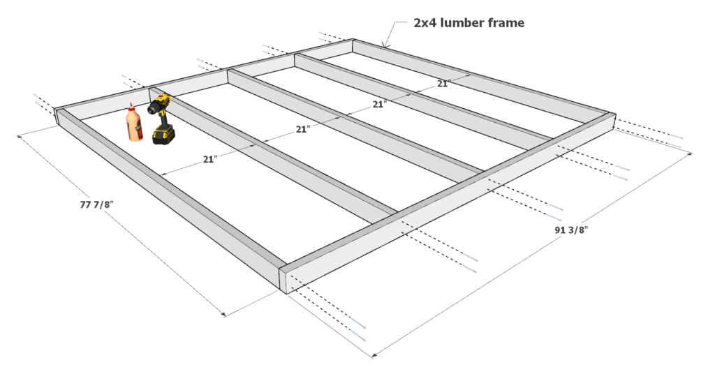 Putting together the frame of the 27 gallon tote rack