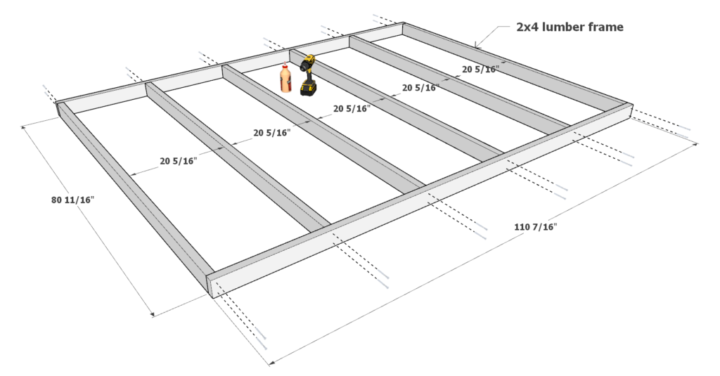 Putting together the frame of the 27 gallon tote rack