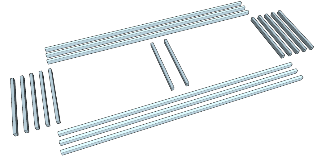 planning wooden boards for the table top reinforcement pieces