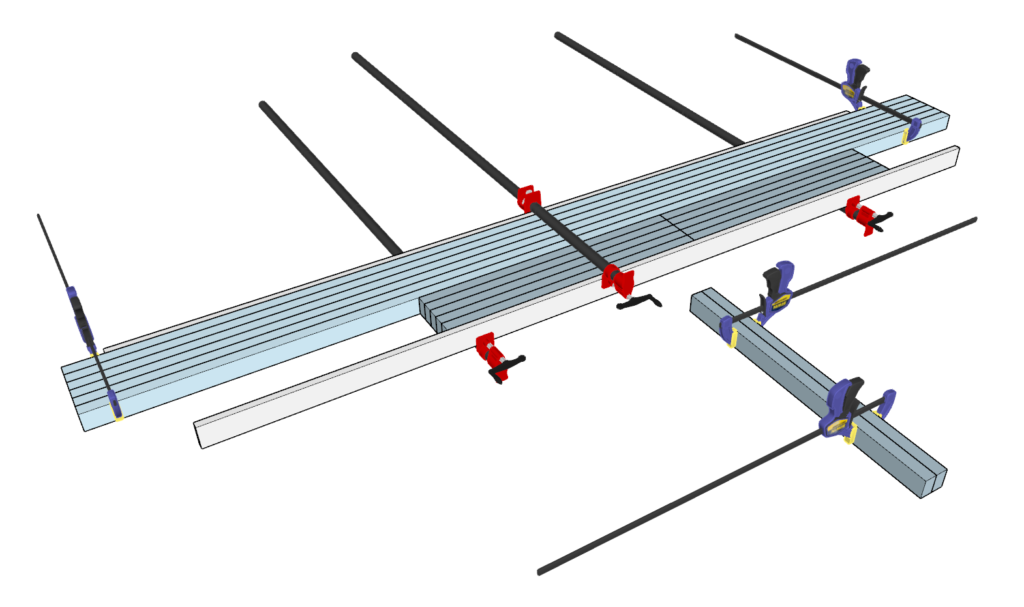 Gluing the table reinforcement boards