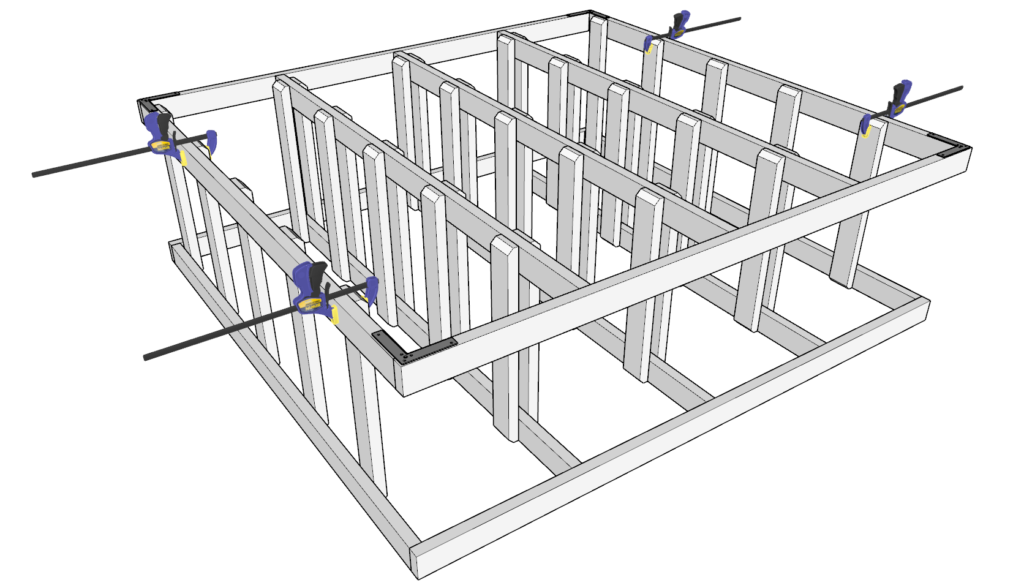 Adding the second frame to the tote storage system