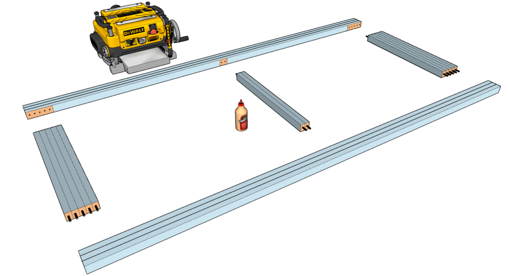 Gluing the table reinforcement boards