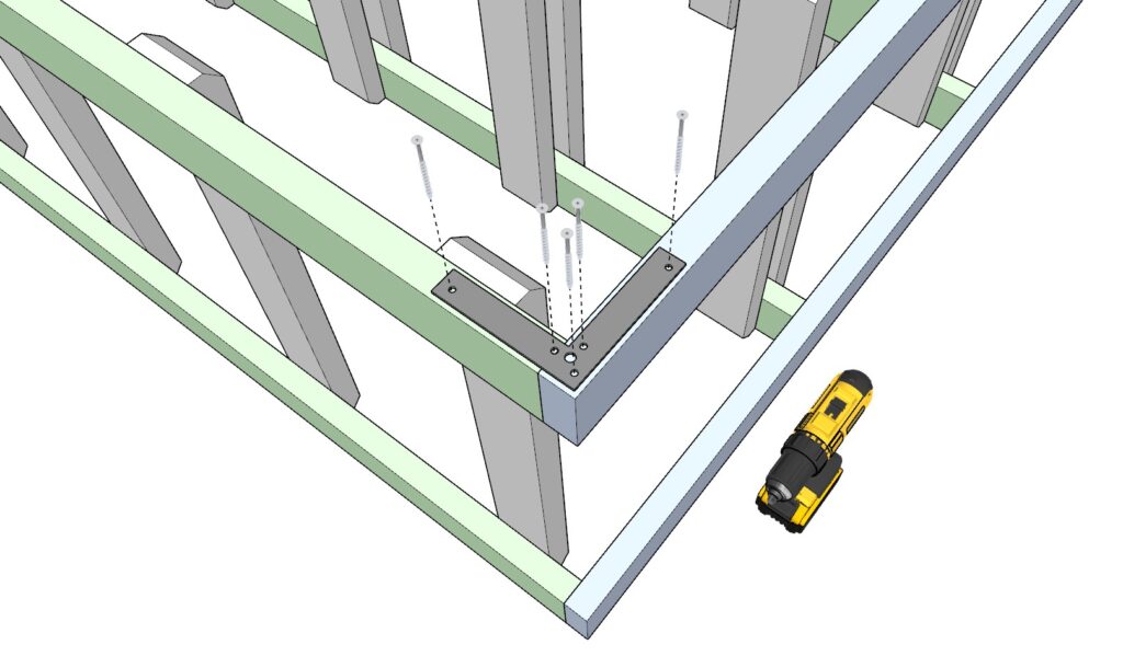 Attaching the L shaped brackets to the 27 gallon shelf