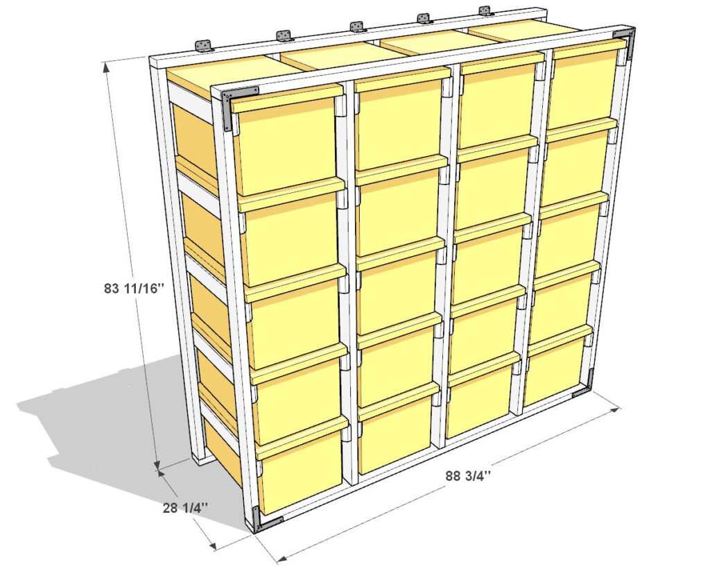 27 gallon tote storage rack plan (4x5) dimensions