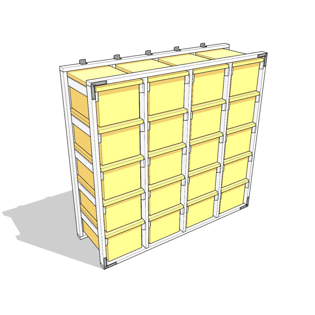 27 gallon tote storage rack plan (4x5)