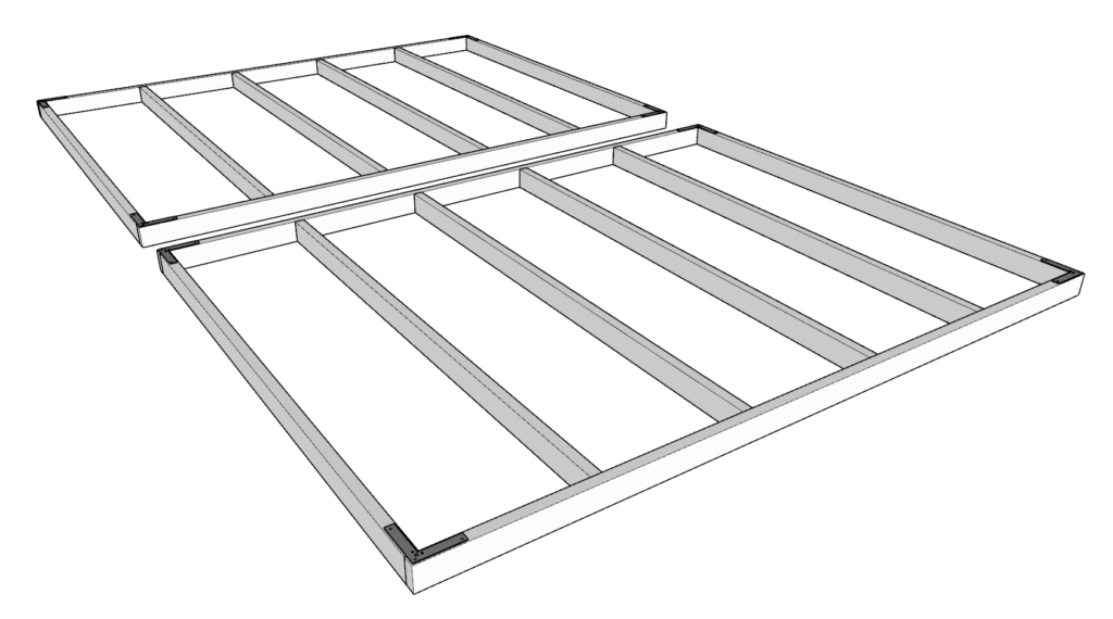 Adding the L-shaped brackets to the ends of the tote rack