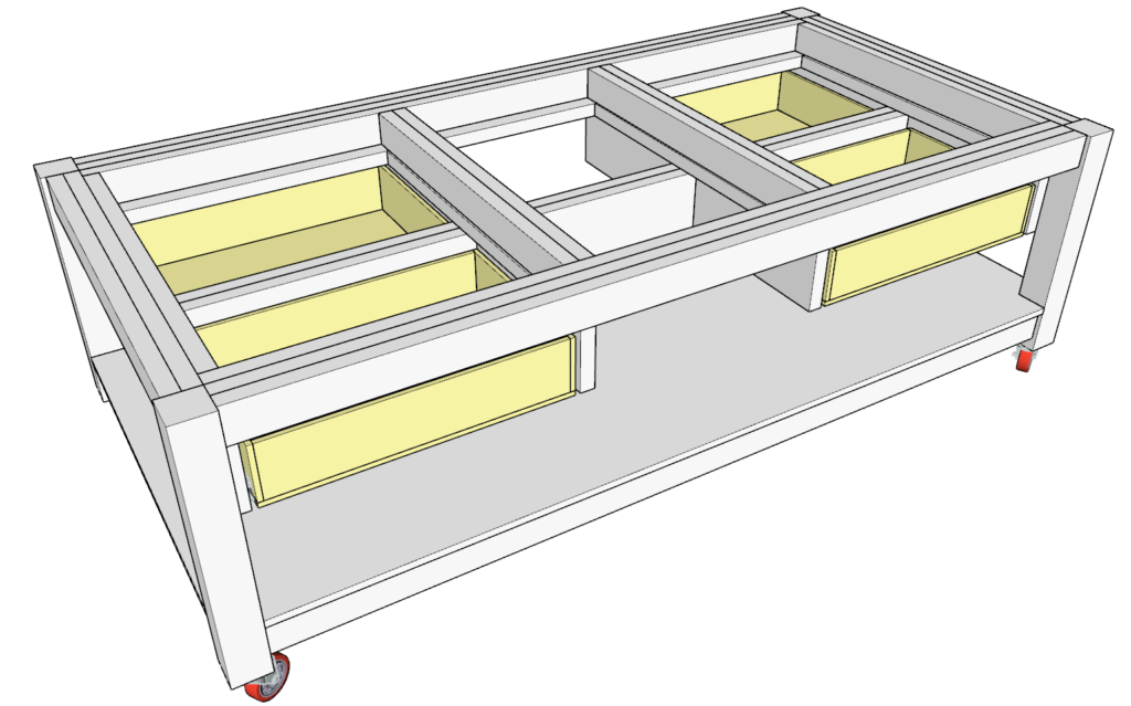 Work bench drawer assembly and installation