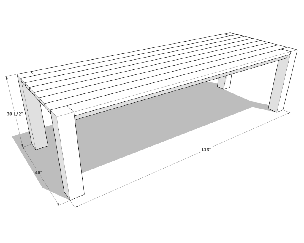 Dining table DIY plan dimensions