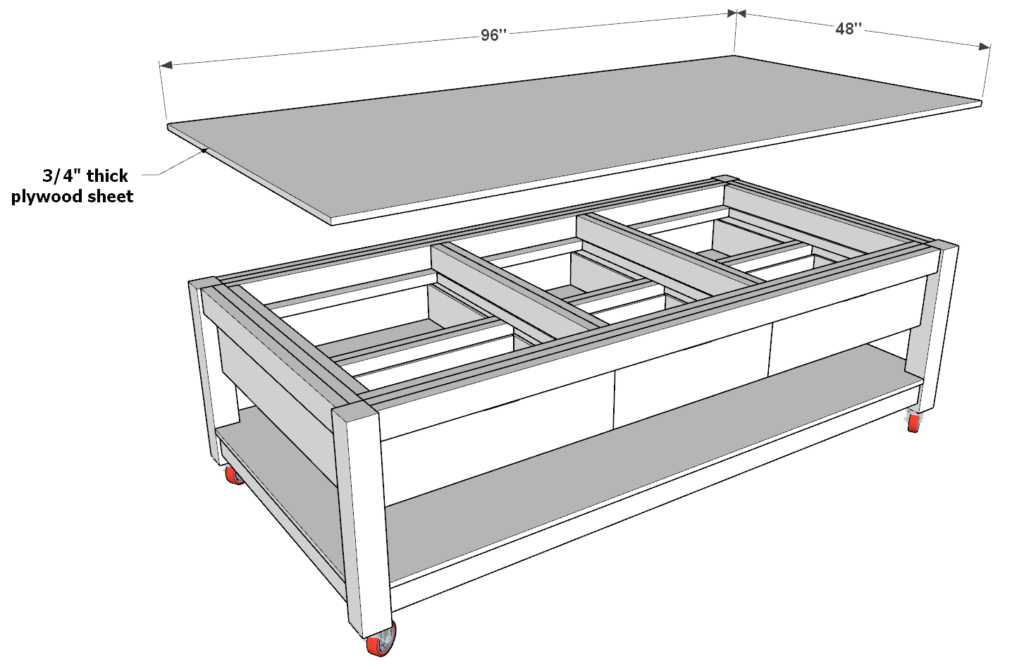 Adding work bench top surface