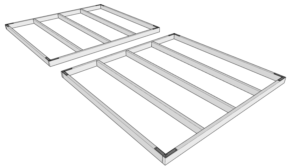 Adding the L-shaped brackets to the ends of the tote rack