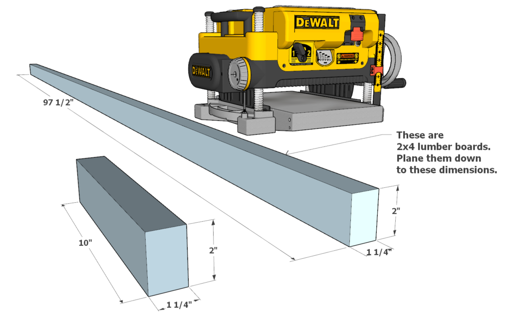 planning wooden boards for the table bench top reinforcement pieces