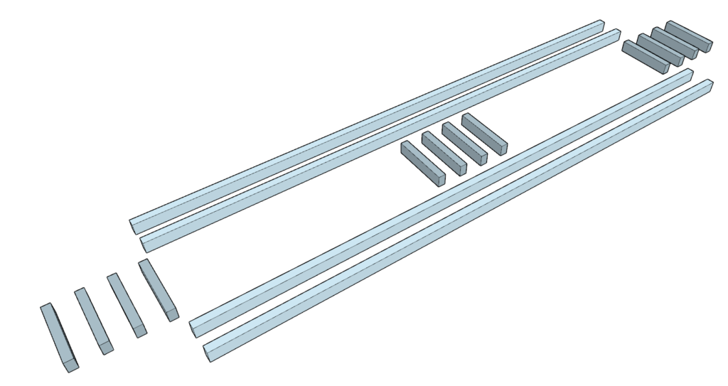 planning wooden boards for the table top reinforcement pieces