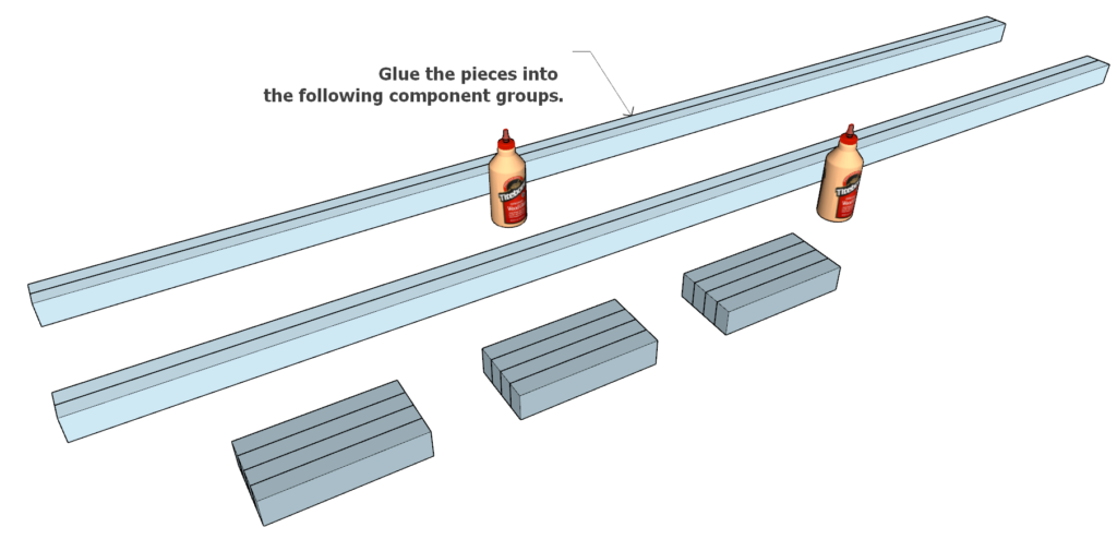 planning wooden boards for the table bench top reinforcement pieces