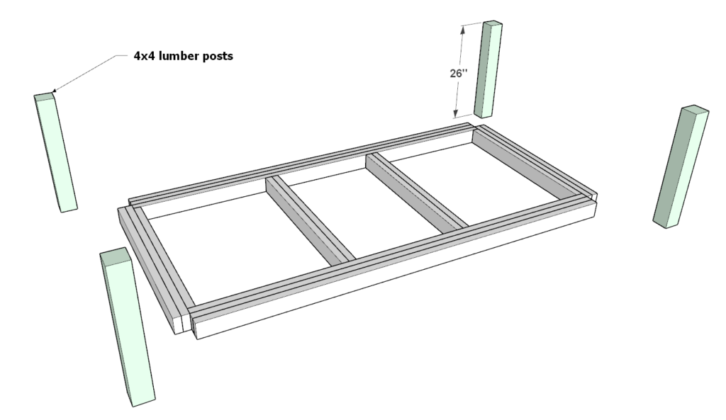 Attaching the legs to the work bench