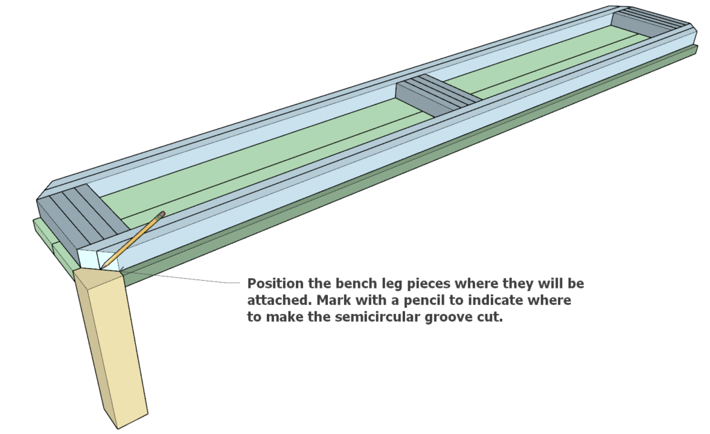 cutting out the semi-circular groove for dinning table bench legs