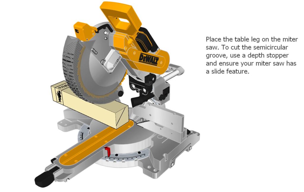 cutting out the semi-circular groove for dinning table bench legs