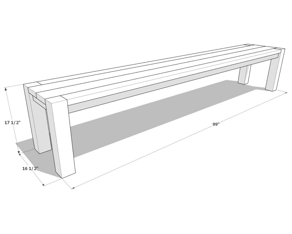 Dining table bench DIY plan dimensions