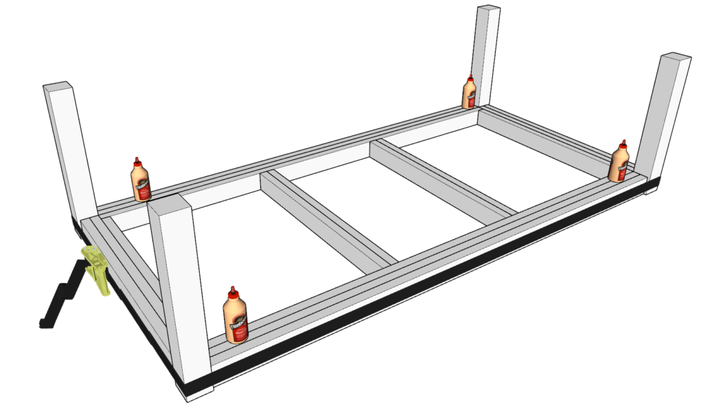 Attaching the legs to the work bench