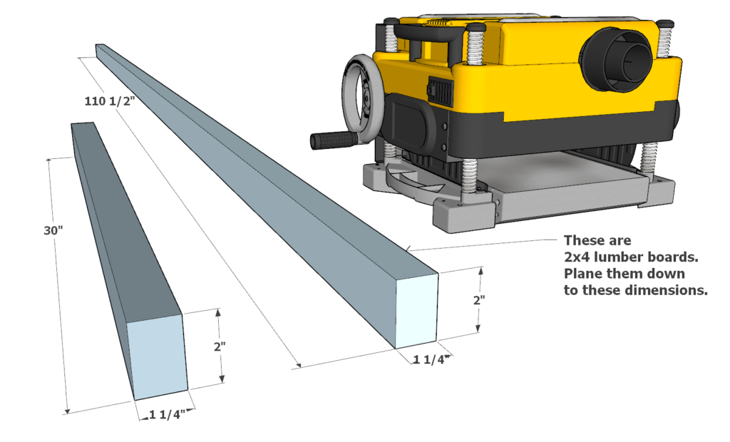 planning wooden boards for the table top reinforcement pieces