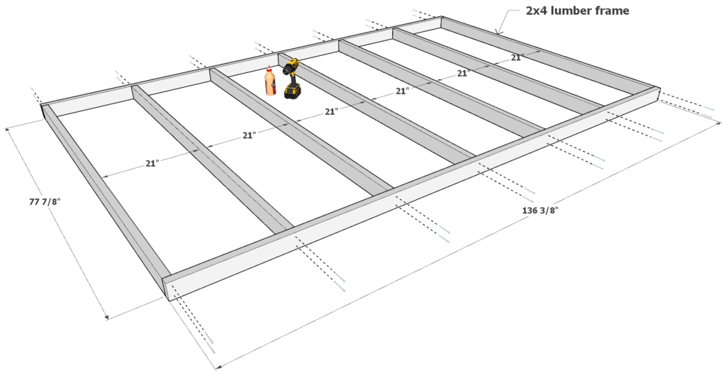 Putting together the frame of the 27 gallon tote rack