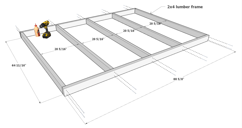 Putting together the frame of the 27 gallon tote rack