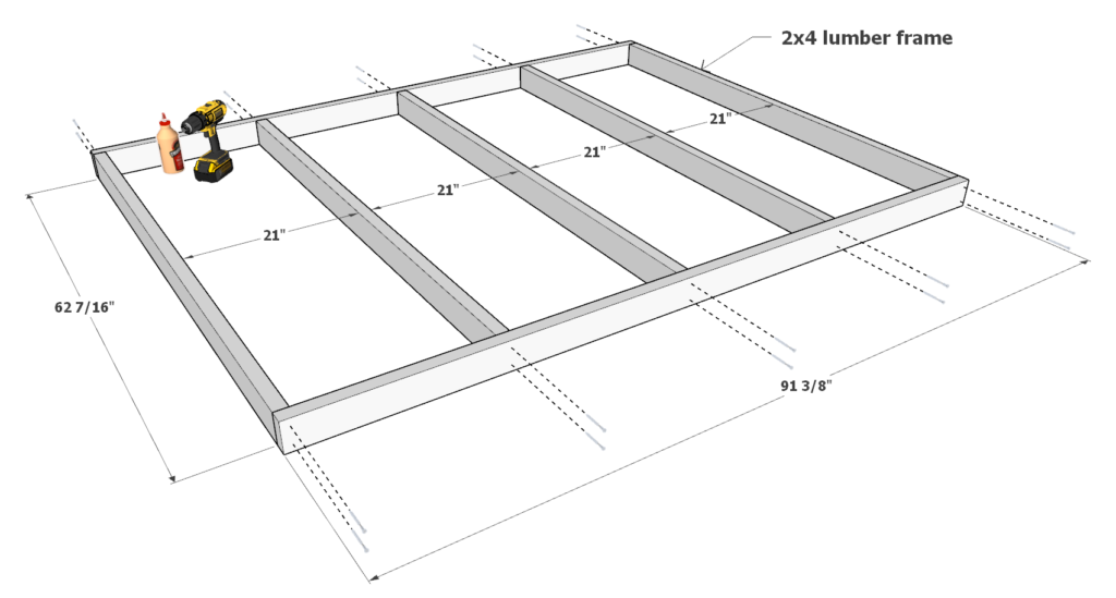 Putting together the frame of the 27 gallon tote rack