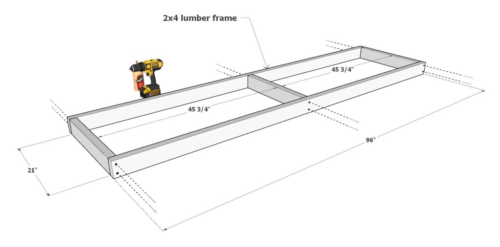 Assembly of the garage shelf frame