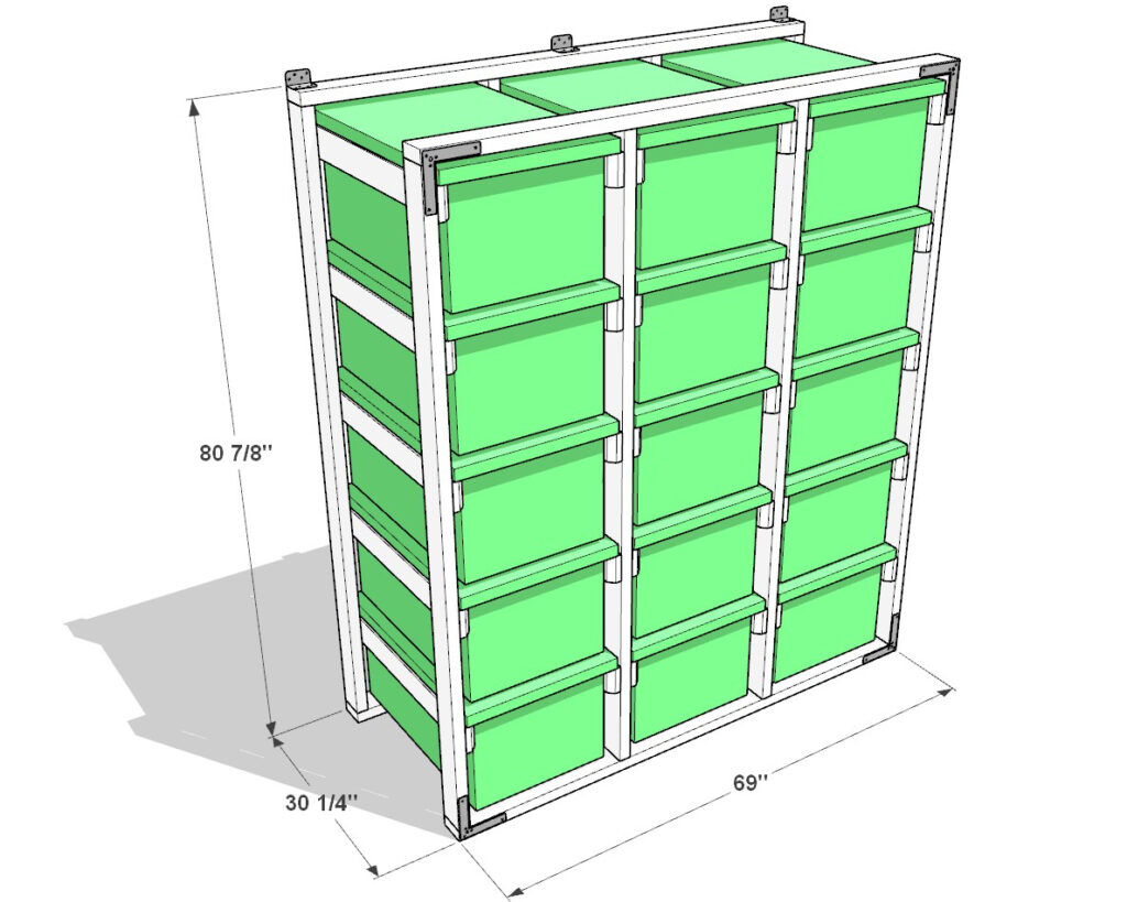 DIY 27 Gallon Tote Rack Plans (5 Tall x 3 Wide) – Perfect for Costco, Lowes, Sams, Office Depot, Amazon, Walmart Totes - Image 8