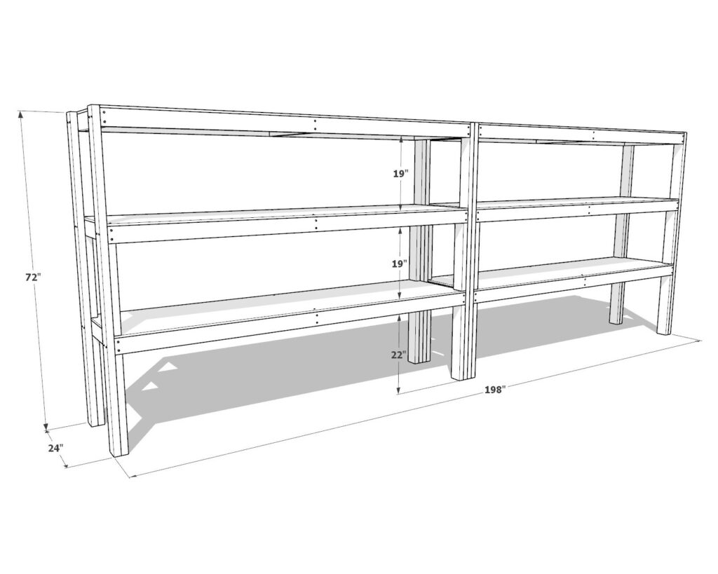 DIY garage shelf plan dimensions