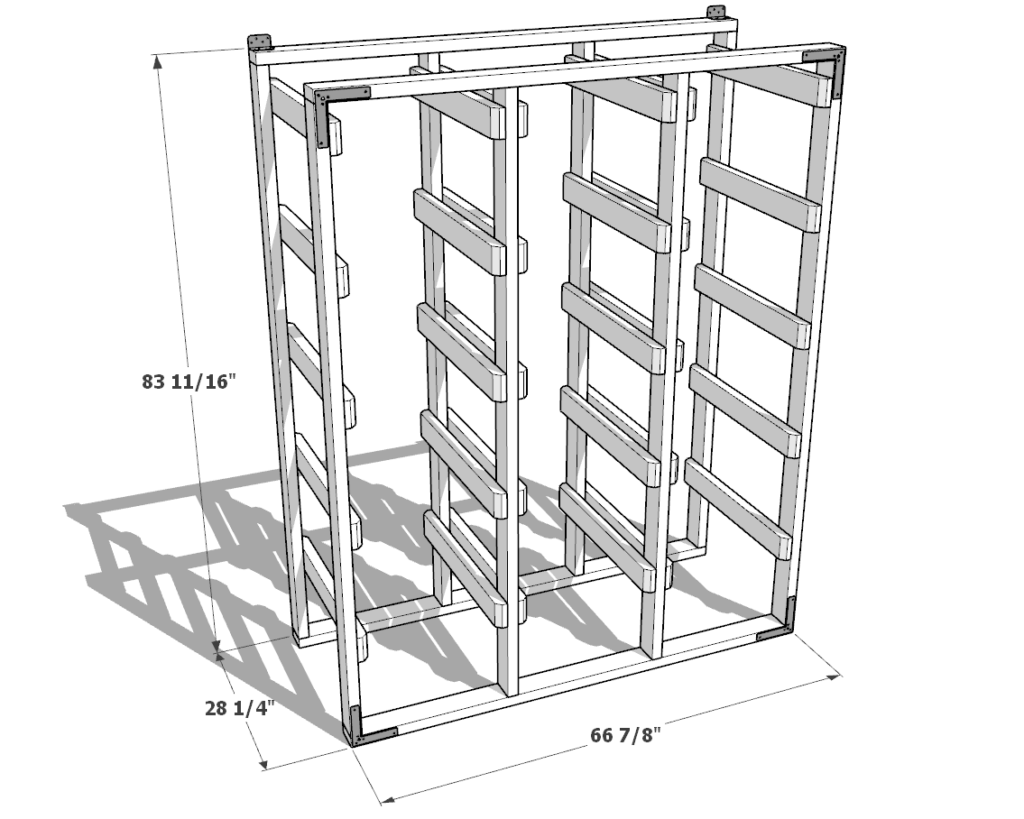 27 gallon tote storage rack plan (3x5) dimensions