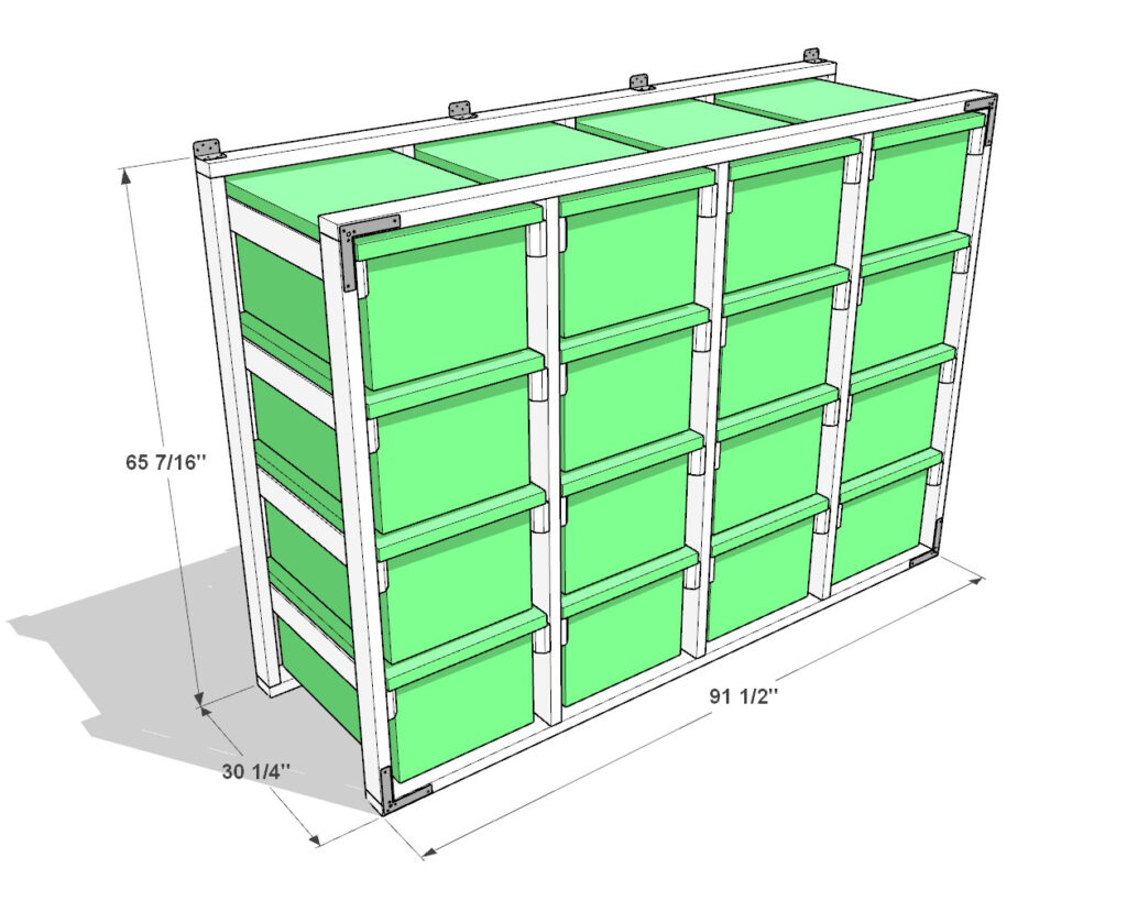 DIY 27 Gallon Tote Rack Plans (4 Tall×4 Wide) – Perfect for Costco, Lowes, Sams, Office Depot, Amazon, Walmart Totes - Image 8