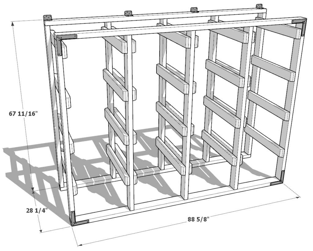 27 gallon tote storage rack plan (4x4) dimensions