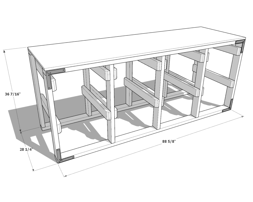 27 gallon tote storage rack plan (2x4) dimensions