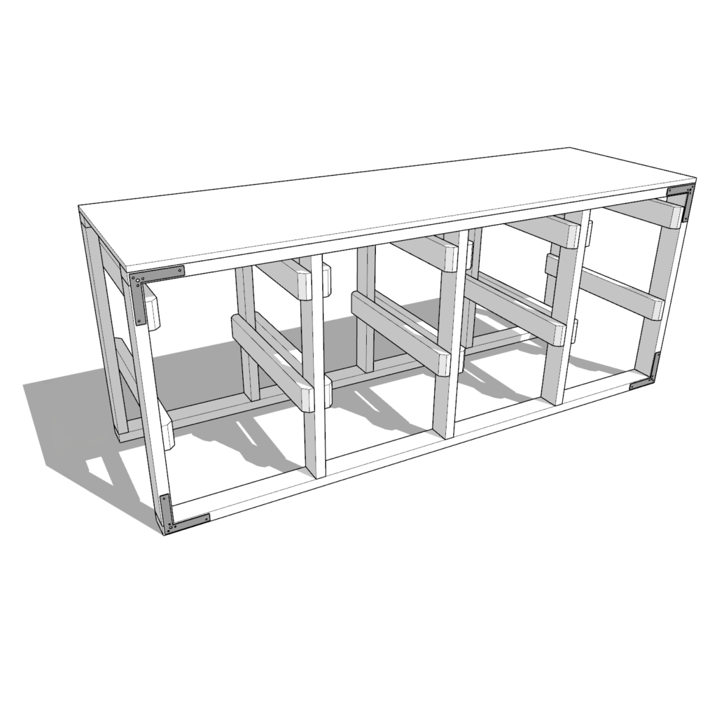 27 gallon tote storage rack plan (2x4)