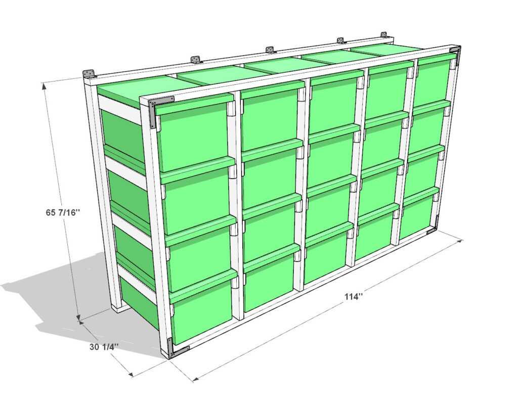 DIY 27 Gallon Tote Rack Plans (4 Tall x 5 Wide) – Perfect for Costco, Lowes, Sams, Office Depot, Amazon, Walmart Totes - Image 8