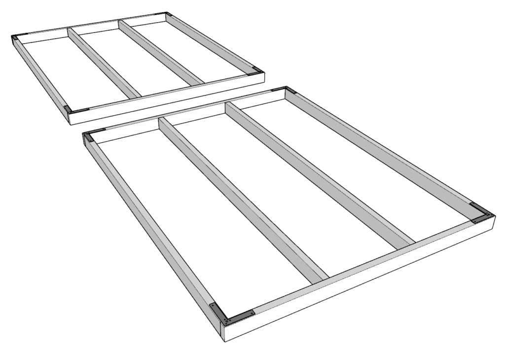 Adding the L-shaped brackets to the ends of the tote rack