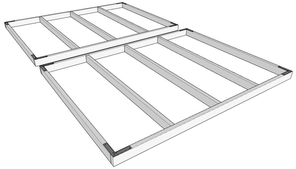 Adding the L-shaped brackets to the ends of the tote rack