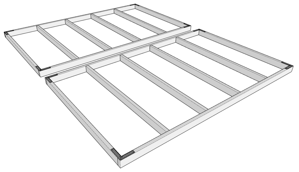 Adding the L-shaped brackets to the ends of the tote rack