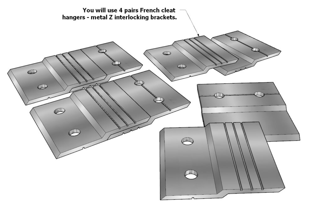 Add 4 Pairs French Cleat Hangers - Metal Z Interlocking Brackets