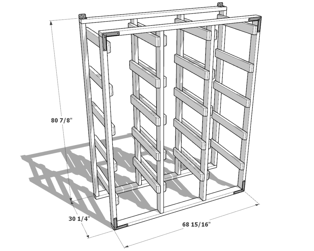 27 gallon tote storage rack plan (3x5) dimensions